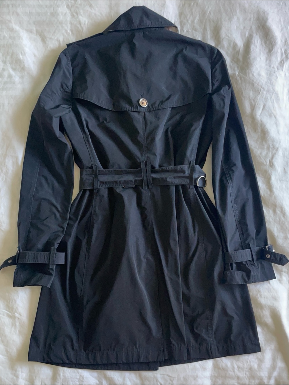 BURBERRY BRIT Black Double Breasted Belted Short Trench Coat Size US 2 - Picture 3 of 5